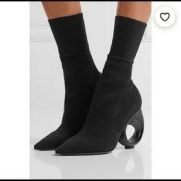 Kimberly boots, black knitted with circular cutout heels - Picture 3 of 6